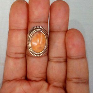 Authentic Fire Crab Agate Silver Ring:  Size (8.5)